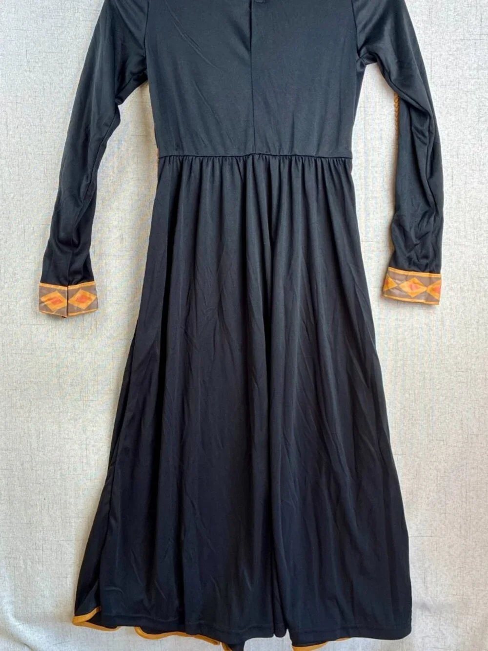 Anna Frozen 2 Girls Costume Long Black Dress Faux Leather Belt S M 6/7 Nordic